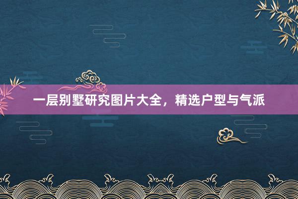 一层别墅研究图片大全，精选户型与气派